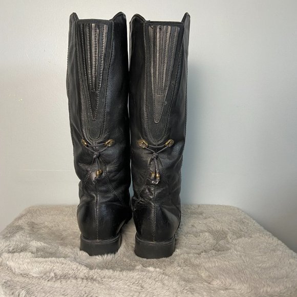 COLLEGE by Regence Vintage Black Leather Pull On Boots Size 8 - Picture 5 of 10